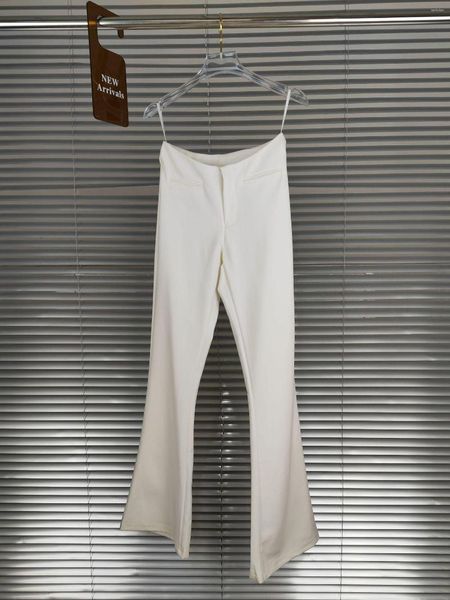 Pantaloni da donna Pantaloni a zampa d'elefante bianchi di alta qualità per le donne Pantaloni casual slim e cadenti a vita alta stile estivo