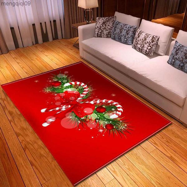 Decorações de Natal Nordic Bola Vermelha Grande Tapete Casa Sala de Estar Quarto Lindo Flor Tapete Banho Antiderrapante Tapete Decoração de Natal R231004