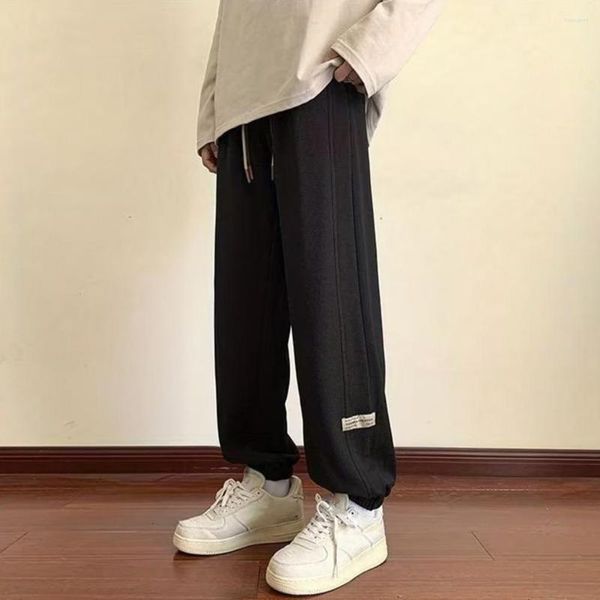 Pantaloni da uomo Estate Seta di ghiaccio Sezione sottile Drappeggio Abito ampio Tendenza Gamba larga Dritto Casual Ragazzi