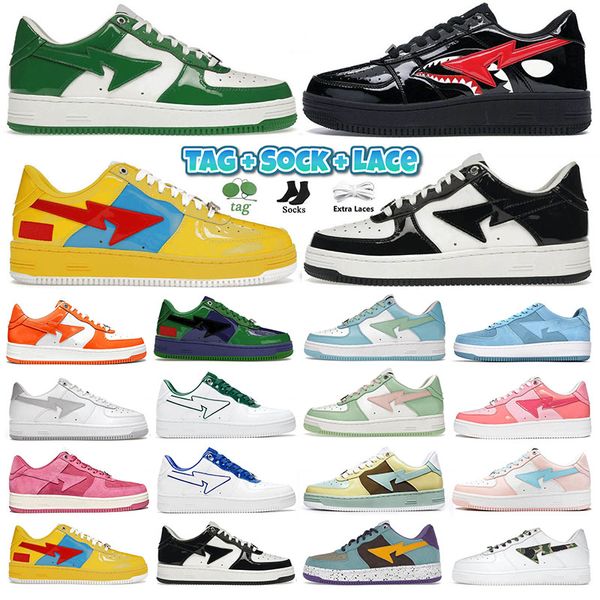 A Bathing Ape Bape Sta Low Bapesta Bape Shoes Sta Designer Shoes Women Mens Trainers JJJJound Camo Combo Pink Shark Black White Green【code ：L】Orange Sports Sneakers Outdoor