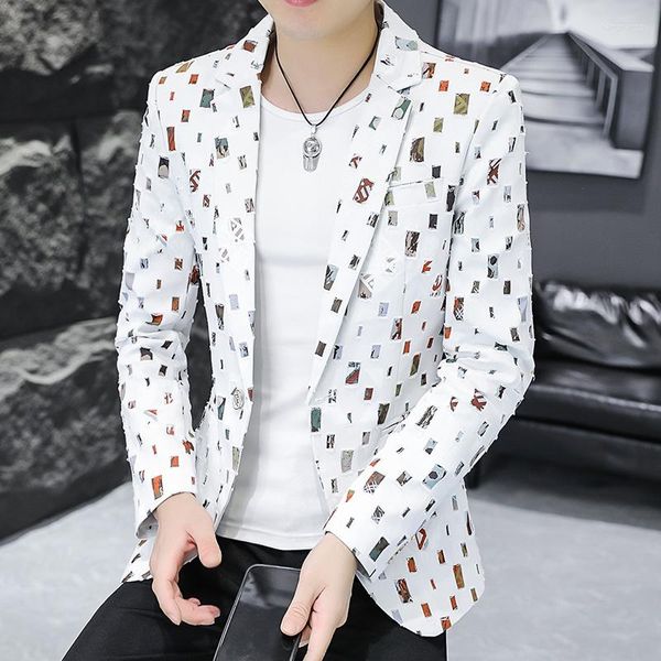 Herrenanzüge 2023 – High-End-Mode-Business-Gentleman-Slim-Print-Trend mit lässigem, elegantem Hochzeits-Gastgeber-Blazer im britischen Stil