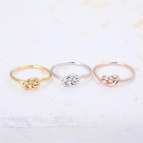 2016 Nuovo arrivo Min 1pc-oro argento oro rosa Anello nodo infinito Anello nodo cuore per donna EY-R022248j