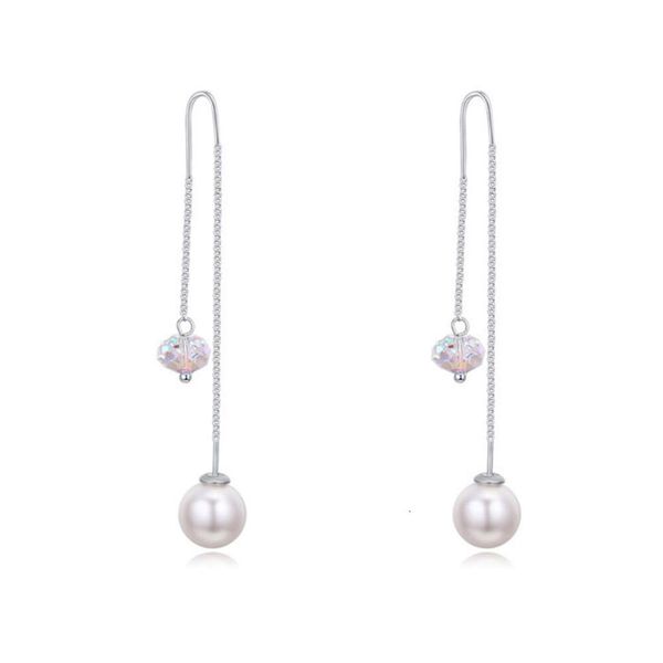 Brincos Swarovski Designer Luxo Moda Feminina Elementos Brincos de Cristal Banhado a Ouro Austríaco - Orgulhoso Neve e Estrela Fria Mesmo Estilo Brincos Estilo Longo