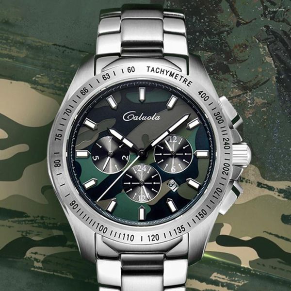 Armbanduhren Militäruhr Sport Automatik Herren 42mm Mechanische Armee Camouflage Zifferblatt Outdoor Leuchtende Uhren CALUOLA