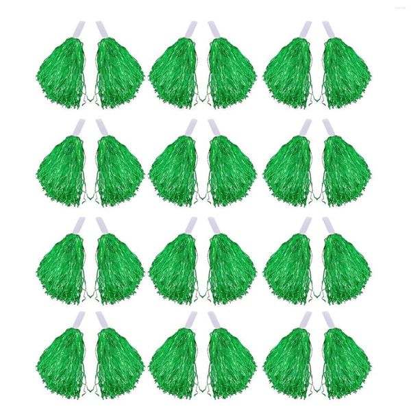 Envoltório de presentes 24 pcs Cheerleading Pom Poms Folha Metálica Elogio com Alça de Plástico para Adultos Crianças Cheerleaders Festa Verde