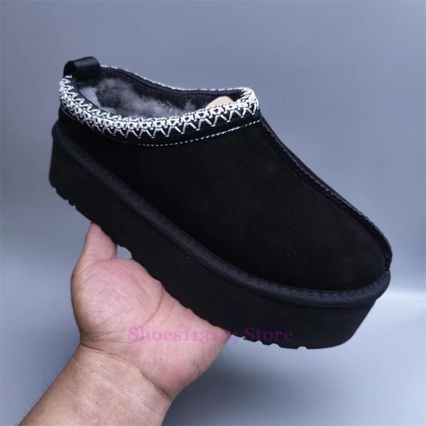 Ugslies tazz pantofola stivali tasman ug australia scarpe treccia designer pelliccia stivaletti di pelle di pecora per le donne classico ultra mini piattaforma sherpa pile scivolo lana stivali da neve