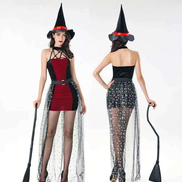 Adulto sexy vampiro bruxa traje halloween palco desempenho cosplay vestido extravagante para mulher