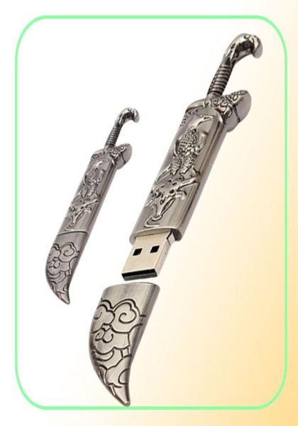 Capacità reale 16GB128GB USB 20 Metal Sword Modello Flash Memory Stick Storage Thumb Pen Drive1559660