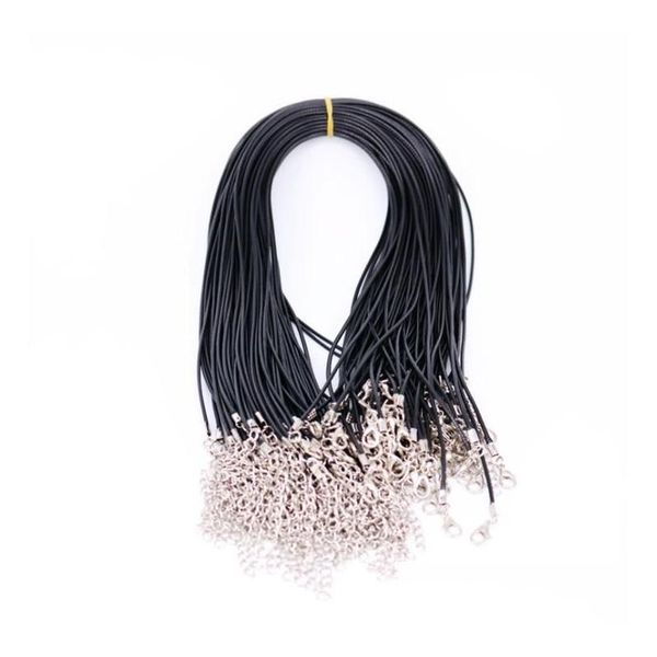 Takı Kolye Kolyeleri 1.5mm 55 ve 5cm Jewelrypendent Serançılar Takı Zincirleri Chokers Twisted Örgülü Siyah Kordon Zinciri Kolye STR DHTHZ