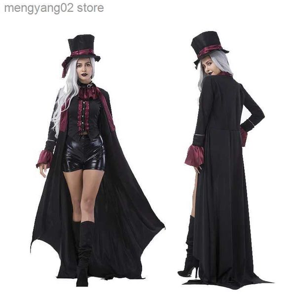 Tema traje vintage cosplay medieval steampunk assassino vem vampiro gótico senhora vestido halloween carnaval vestir-se roupas festa terno t231011