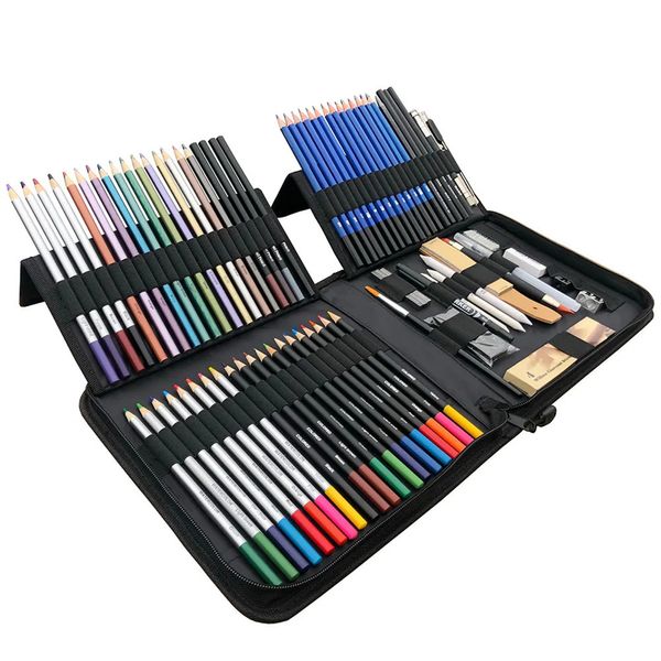 Crayon 83pcs / Set Lápis de cor Esboço Profissional Arte Pintura Papelaria Material Escolar Desenho a Carvão 231010