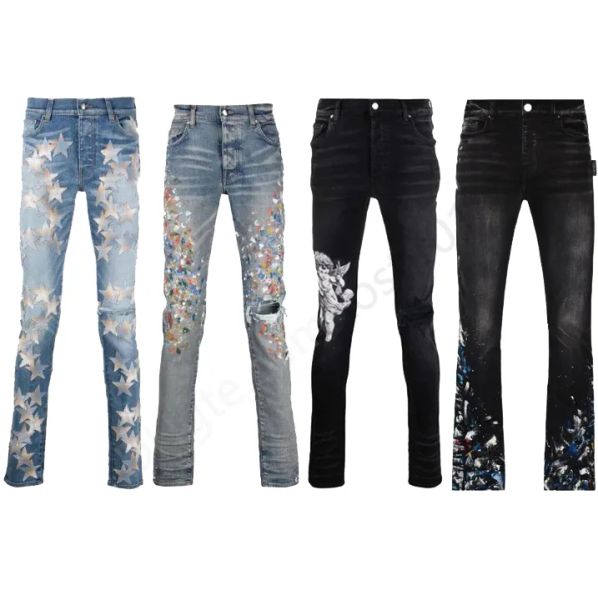 Luxury Polar Summer Autumn High Street Fashion High Street Go Out Street Pantaloni Jeans Pantaloni in denim elasticizzati traspiranti con monogramma per uomo e donna