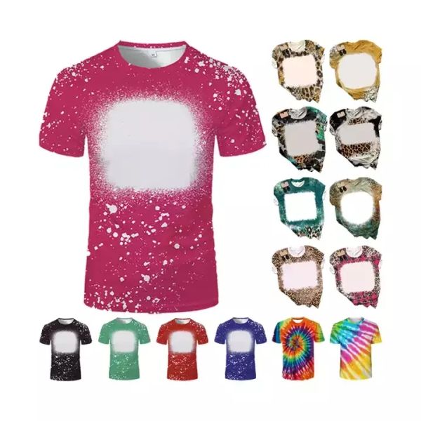 Multi Designs S-5XL Sublimation gebleichte T-Shirts für DIY Druck Party Supplies Kurzarm Unisex Erwachsene Kinder Wärmeübertragung Shirts T-Shirts Tops i1020