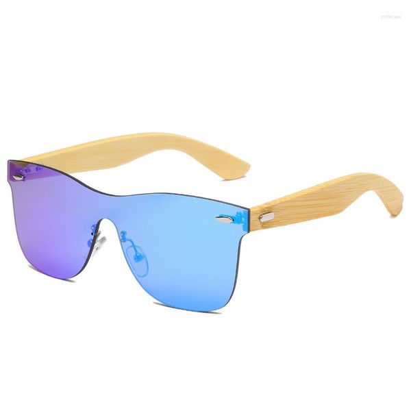 Sonnenbrille, handgefertigt, Holz-Kunststoff-Rahmen, Bambus-Tempel, individuelles Logo, quadratische Brille für Männer und Frauen