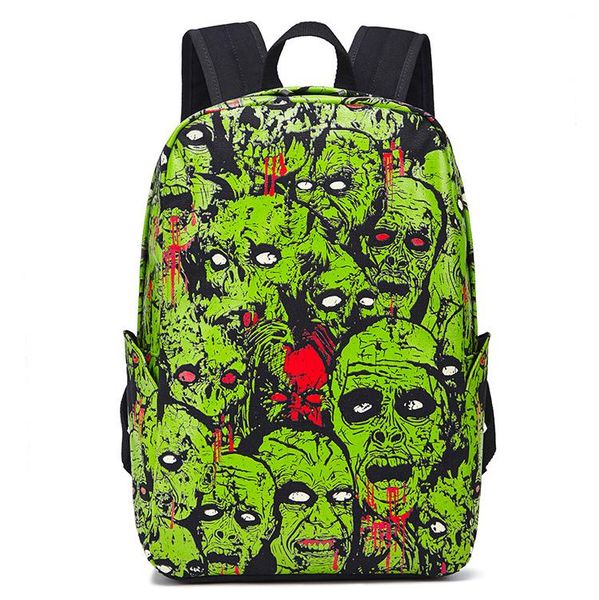 Saco de designer de luxo mochila de lona de halloween ao ar livre saco de computador impresso crânio padrão mochila