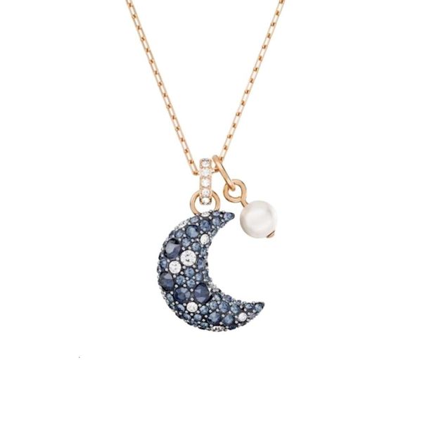 Swarovskis-Halskette, Designer-Juwelen, Originalqualität, Luna-Mond-Perlenhalskette für Frauen, mit Element-Kristall, leuchtende Lichtkragenkette für Frauen