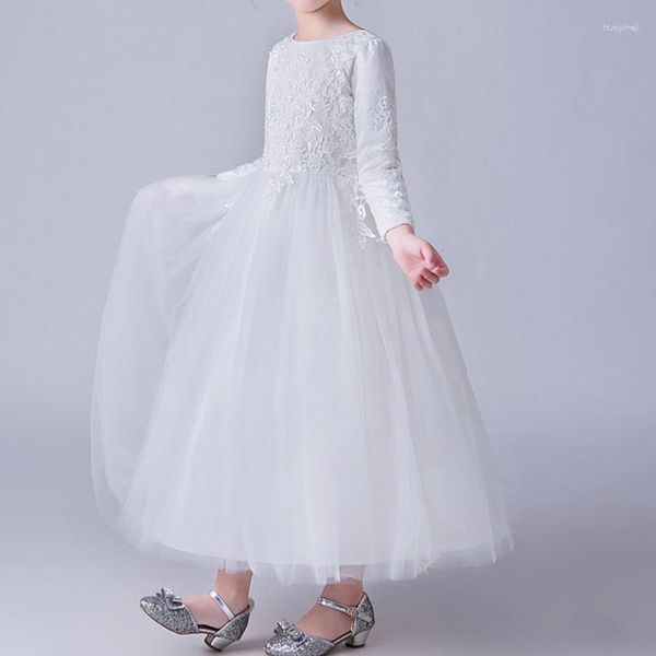 Abiti per ragazze Abito a fiori di alta qualità Bianco semplice lungo Vestido Ragazze di 2 3 4 6 8 10 12 14 anni Abiti formali per bambini 185022