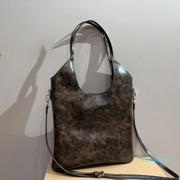 2023-Donna Tote Bag Borsa a tracolla stile Maillard Borsa a tracolla Borsa hobo Borsa piatta Pelle di alta qualità Hardware argento Cerniera interna