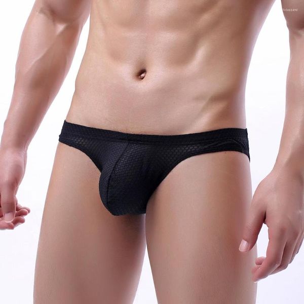 Unterhosen Sexy Männer Mesh Briefs Fischnetze Transparente Homosexuell Höschen Jock Strap Dessous Slip Homme Unterwäsche Cucea Penis Beutel 2XL