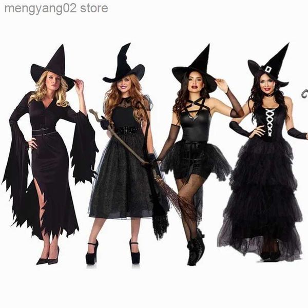 Costume a tema Strega gotica nera Vieni per donne adulte Purim Halloween Cos Party Wizards Fancy Dress T231011