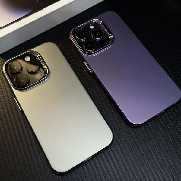 Luxus Matte Plating Bumper Matte Farbe Doppelseitiges Silberblech Galvanisierter Knopf Anti Drop TPU Schutzhüllen für iPhone 15 14 13 12 11 Pro Max