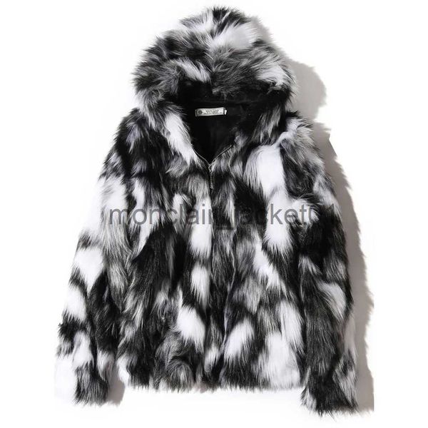 Herren Leder Kunstleder 2023 Winter Warm Plus Fleece Kunstpelz Fuchspelz Lässige Herren Kapuzenjacke Dicke Boutique Modische Männliche Schlanke Mäntel Größe S-5XL J231011