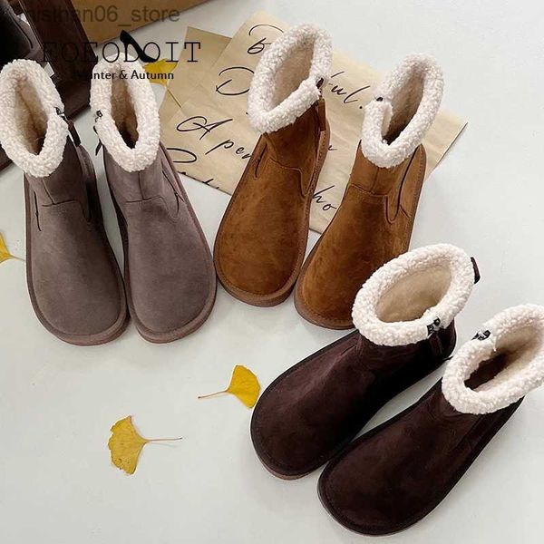 Stivali in cotone peluche Scarpe da donna invernali antiscivolo Stivali da neve Tacco piatto Punta tonda Accoglienti appartamenti casual femminili Q231012