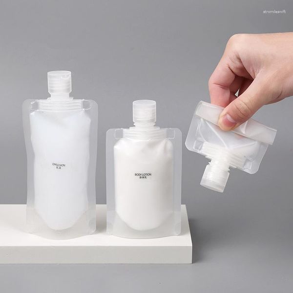 Aufbewahrungsboxen 5 stücke Reise Flüssige Kosmetik Shampoo Container Tragbare Lotion Dispenser Mini Transparent Nachfüllbare Stand Up Versiegelte Beutel