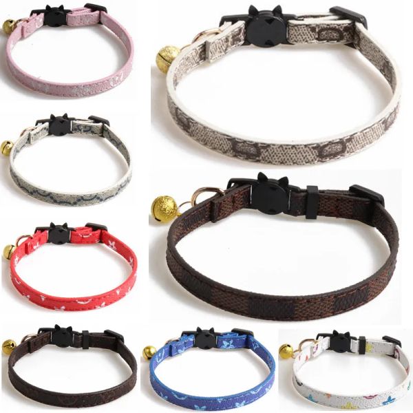 Moda luxuosa colarinho de cachorro de gato com sino gatinho de segurança ajustável conjunto de gatinhos pequenos cães cães colarinhos de estimação férias rosa