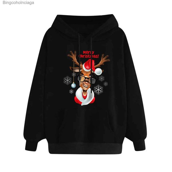 Hoodies das mulheres moletons feliz natal hoodies homens moda agasalho feminino moletom com capuz crianças hip hop menino roupas presentes suores casaco de papai noell231011