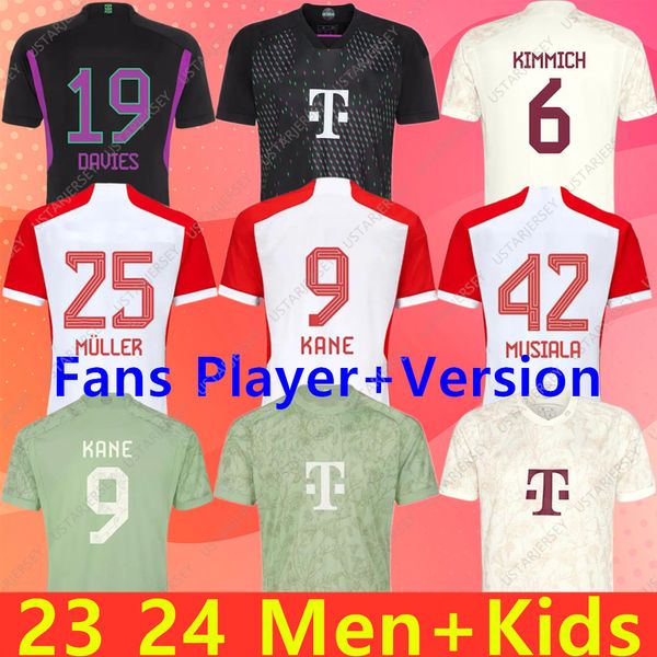 2023 2024 KANE maglie da calcio GRAVENBERCH SANE DE LIGT MULLER DAVIES KIMMICH magliette da calcio a maniche lunghe da uomo Kit per bambini COMAN 23 24 S Monaco uniforme tifosi giocatore