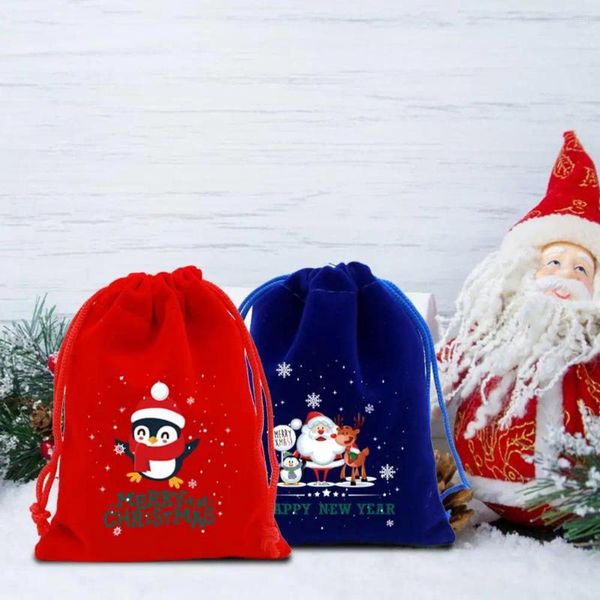 Decorazioni natalizie Borse per caramelle Borse per regali con coulisse Babbo Natale festivo Pupazzo di neve Renna per cioccolato