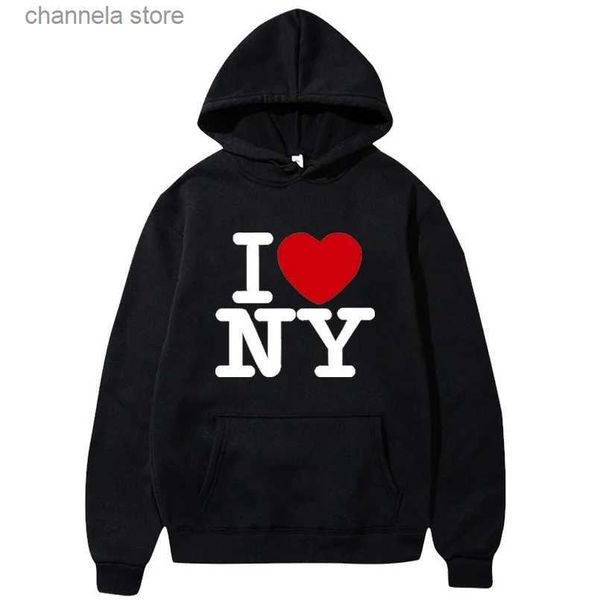Erkek Hoodies Sweatshirts I New York'u Seviyorum I Heart Ny Yetişkin Hoodie Drawstring Hooded Sweatshirt T231011