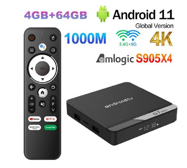 G7 Max Smart TV Box Android 11 Amlogic S905X4 4GB 64GB 1000M AV1 4K HD 2.4GHz/5GHz Dual Wifi USB3.0 100M/1000M Set Top Box Media Player 4GB 32GB