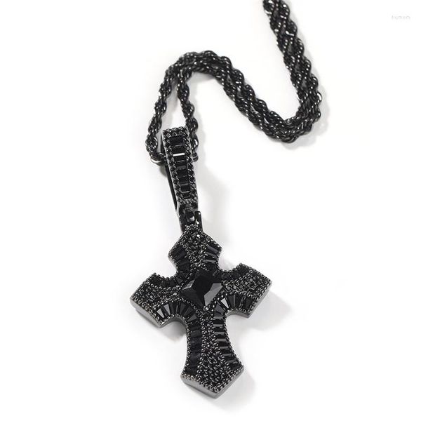 Collane con ciondolo Collana con croce con zirconi scintillanti Colore nero Ciondoli ghiacciati per uomo Donna Gioielli hip hop