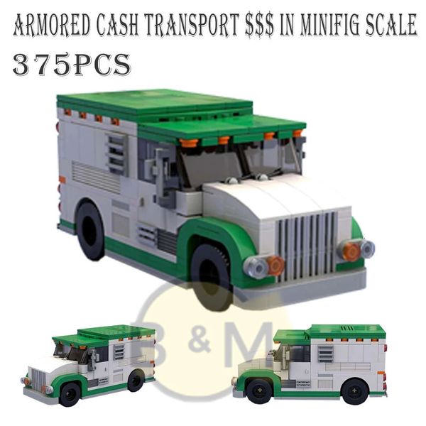 Brinquedos de transformação Robôs MOC Transporte de dinheiro blindado em escala minifig modelo de construção buiding kit bloco tijolos autotravantes presente de feriado infantil 231010