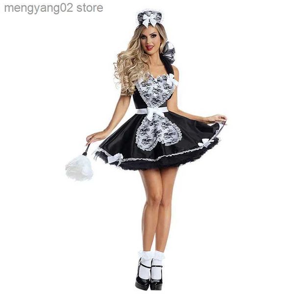 Costume a tema adulto esotico cameriera francese vieni sexy cosplay kawaii lingerie gioco di ruolo arriva vestito da cameriera halloween arriva per le donne T231011