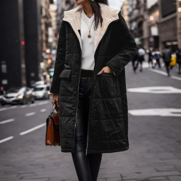 Женские куртки, осенне-зимняя женская куртка на молнии с карманами, флисовая толстовка с капюшоном, двустороннее плюшевое пальто, верхняя одежда, женская одежда
