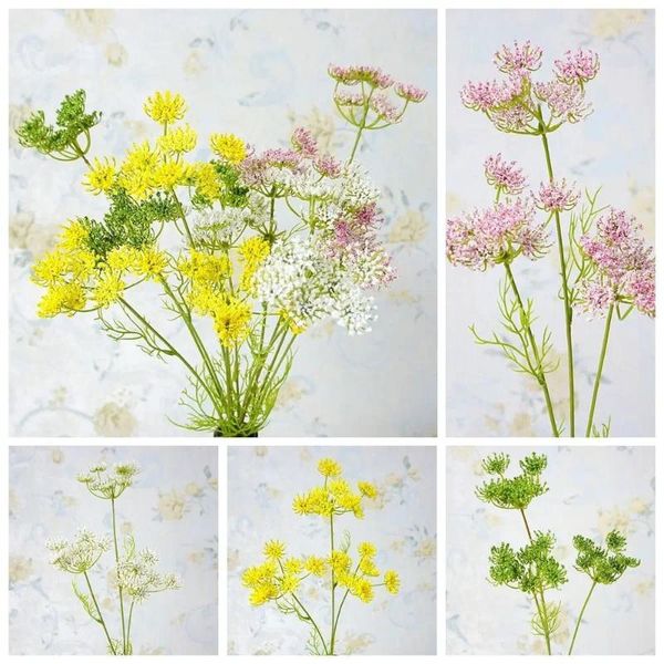 Dekorative Blumen, Kunststoff, künstliche Spitzenblume, bunt, flexibel, handgefertigter Blumenstrauß, lichtecht, 3 Köpfe, Garten