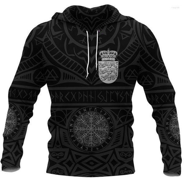 Damen Hoodies Mode Viking Symbol Tattoo 3D-gedruckter Reißverschluss Hoodie Frauen für Männer Halloween Langarm Pullover Größe S-5XL