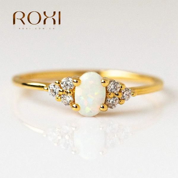 Solitärring ROXI Anillo Plata S925 Sterling Silber Mikroeinlage Kristall Opal Damen Hochzeit 18 Karat vergoldet Fingerringe 6 7 8 Größe 231011