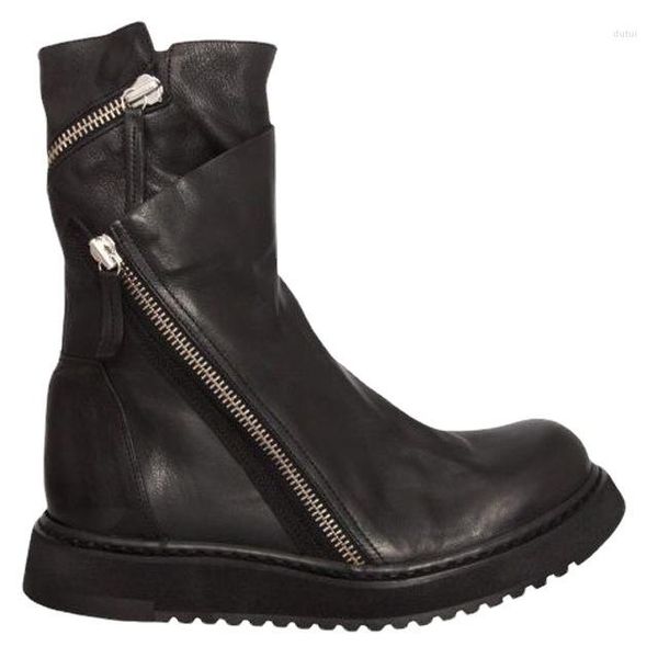 Stiefel Herren mittellang koreanisches trendiges Leder Winter warme Toilette echtes britisches Reiten