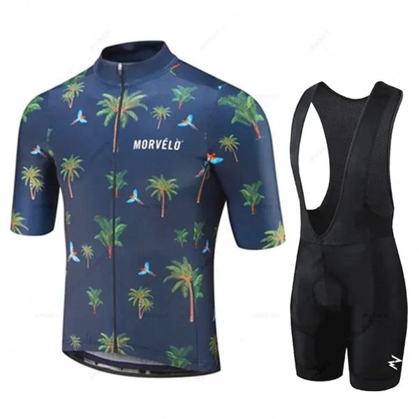 Conjuntos de camisa de ciclismo morvelo conjunto de bicicleta de secagem rápida roupas verão manga curta bicicleta terno bib shorts kit ropa de ciclismo hombre 231010