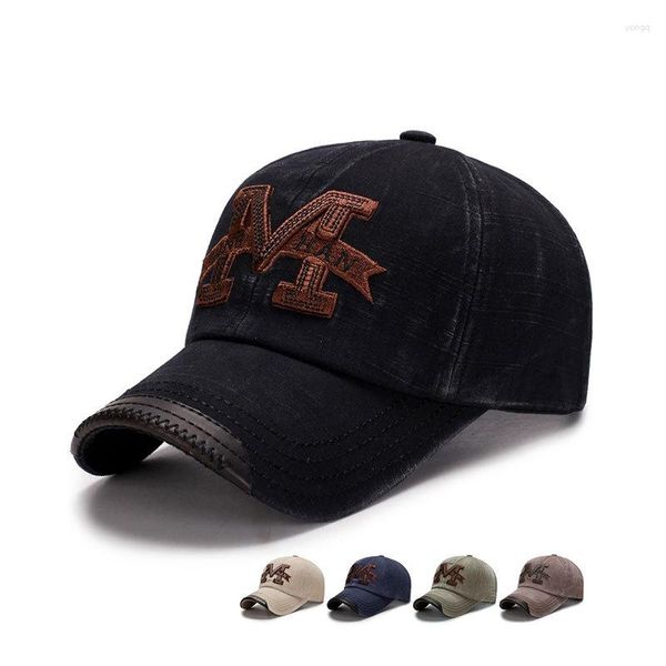 Top Caps 2023 Erkekler Yıkanmış Twill Beyzbol Kapağı Pamuk Vintage Jeans Klasik Dad Hat Ayarlanabilir Sade