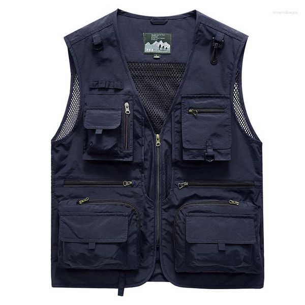 Gilets pour hommes hommes déchargement gilet tactique manteau décontracté pographe gilet maille travail veste sans manches outils poche 5XL