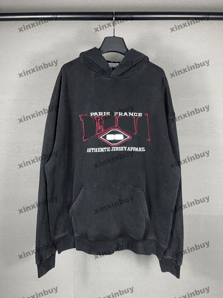 xinxinbuy Männer Designer Hoodie Sweatshirt Paris Brief Stickerei Frauen Schwarz Grau Gelb Weiß XS-2XL