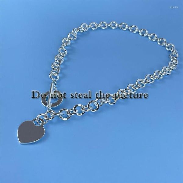 Kettingen S925 Sterling Zilver Europese en Amerikaanse Klassieke O-ketting Mode Dames Hartvormige Hanger Bolt Ketting Vakantie 2464