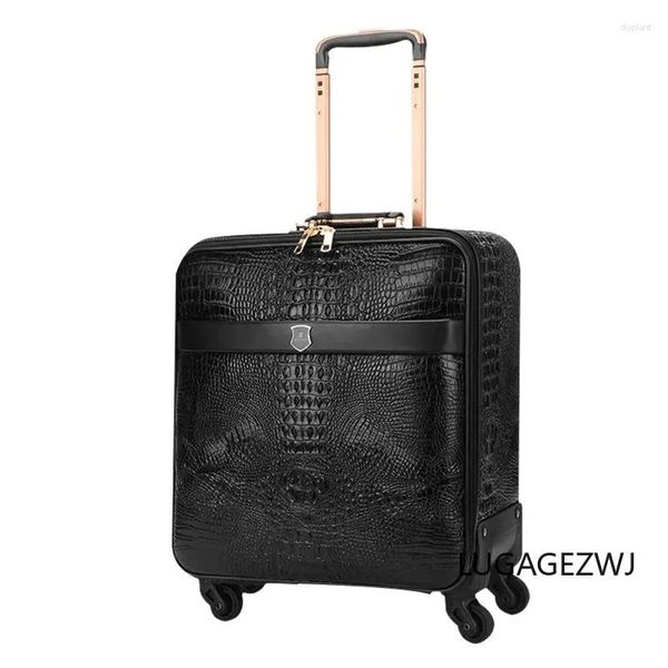 Malas de alta qualidade PU Crocodilo Padrão Mala Trolley Bagagem Pequena Cabine Homens Business Carry On Case Travel