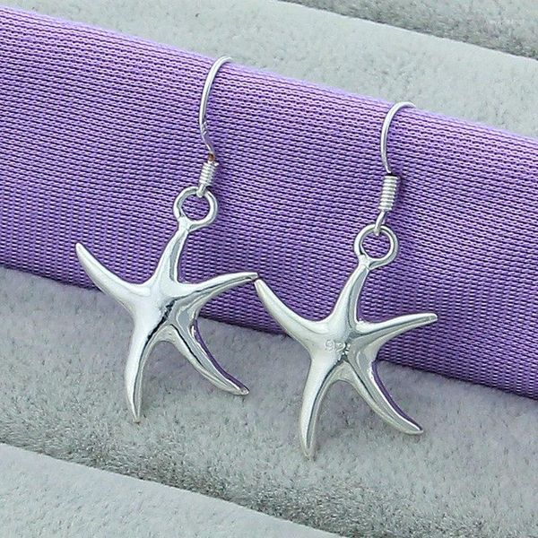 Orecchini a cerchio in argento sterling 925 con stella marina per le donne Accessori regalo per feste di nozze Gioielli di moda