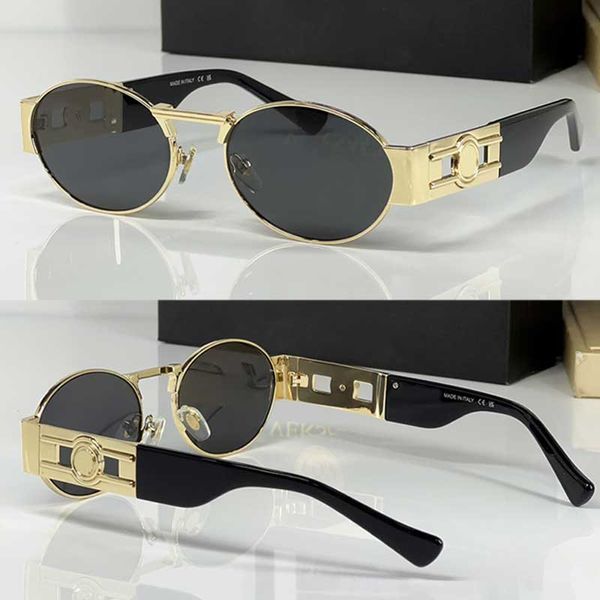 2023ss Womens Oval Metal Sunglasses VE2264 Designer Mulheres Pequeno Quadro Piloto Óculos De Sol Gold Metal Frame Havana Pernas Moda Vintage Óculos Top Quality